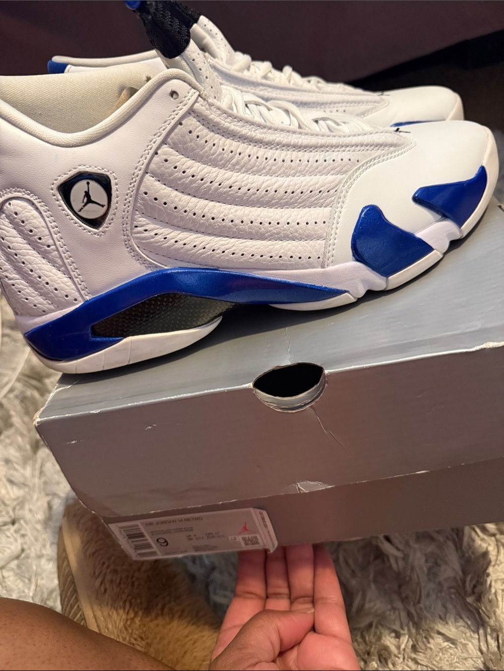 Jordan Retro White and Blue Men's Basketball Sneakers